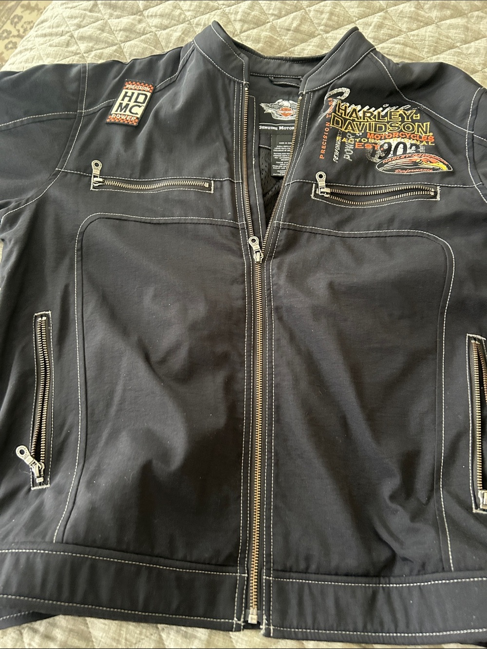 Harley-Davidson Black Lightweight Zip Jacket with Embroidered Logos